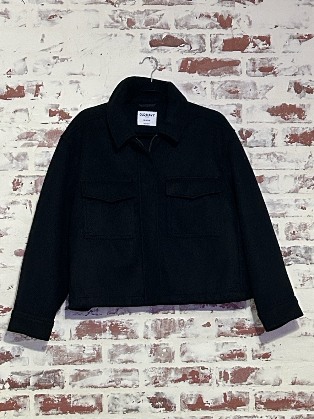 Old Navy Black Women's Pea Coat with Zip Collar